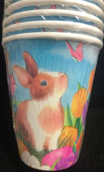 BOGO SALE - Spring Time, Tulips, Easter Bunny Party Cups, 9oz - 8ct hot/cold - Easter Cups
