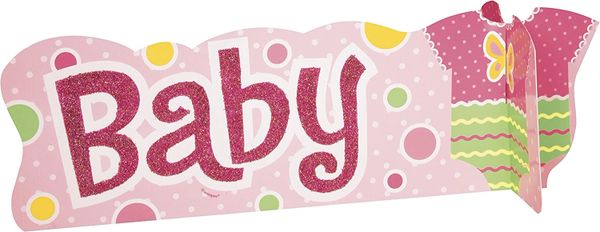 *Pink Polka Dot Baby Girl Table Centerpiece Decorations, 13in - First Birthday - Baby Shower - Christening