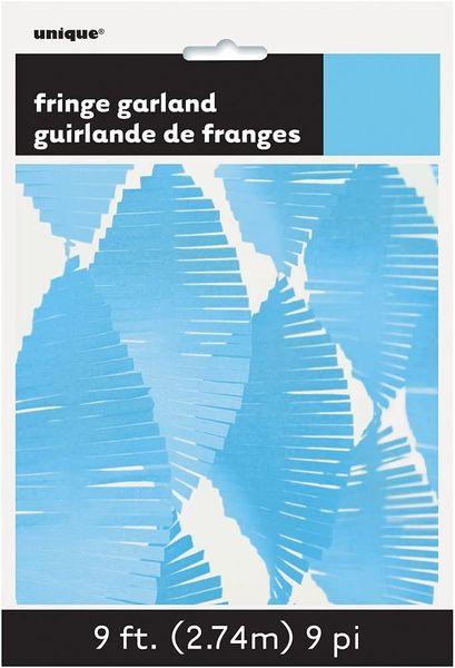 *TWO! Light Blue Fringe Crepe Streamer Party Decorations, 9ft