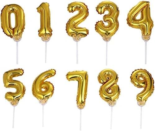 Gold Foil Number Balloon Cake Toppers, 5in