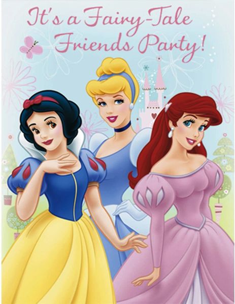 Disney Princesses Fairytale Friends Birthday Party Invitations, 8ct
