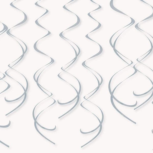 *Silver Swirl Hanging Decorations, 26in Long - 8ct
