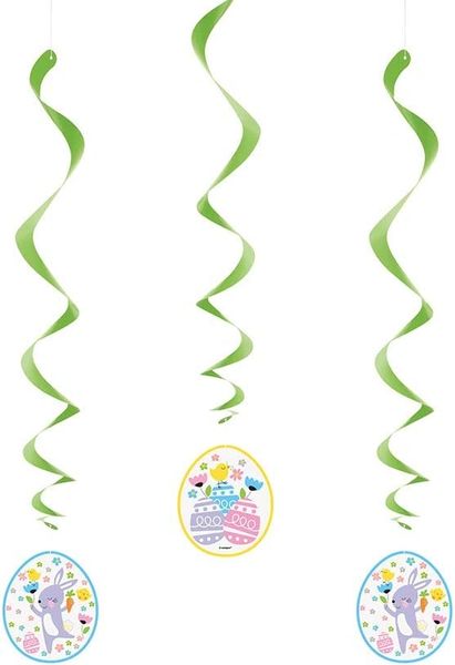 Colorful Plaid Easter Hanging Swirl Decorations, 26in - 3ct - Spring Time - Easter