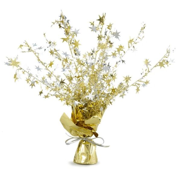 *Gold Silver Stars Foil Spray Table Centerpiece Decoration, 15in - NYE - Graduation - Congrats