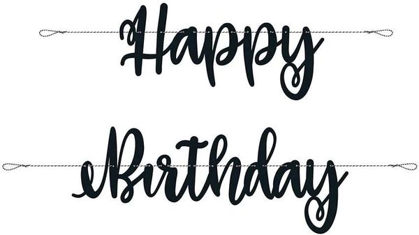 Black Happy Birthday Banner, 7ft - Classy Script - Birthday Decorations