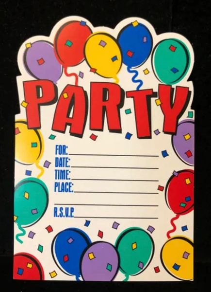 Balloon Party Birthday Invitations, 8ct - Packaged