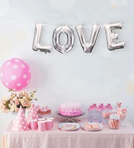 *Silver Letter Balloons, 16in - Air Fill Only, DIY - Create Your Own Personalized Balloon Banner