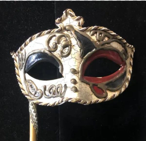 Costume Sale - Masquerade Crackle Half Eye Mask on Stick - Purim - Halloween Spirit - under $20