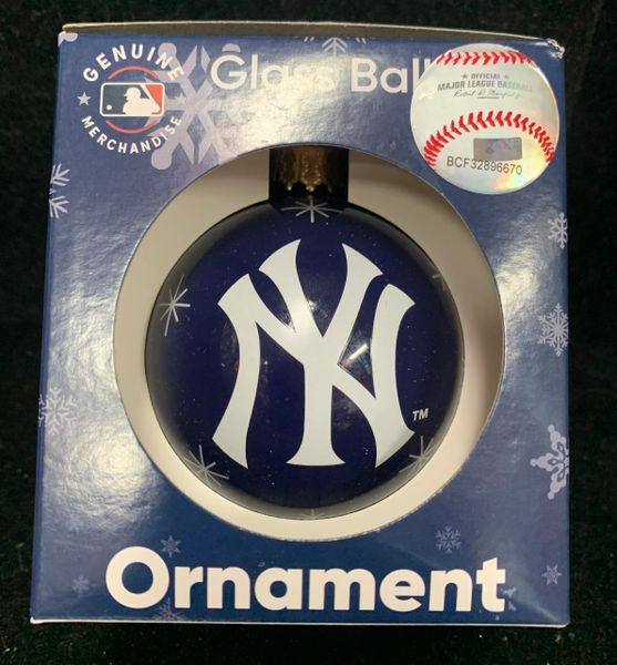 *New York Yankees Baseball Christmas Tree Glass Ball Holiday Ornament- by Kurt Adler- MLB Sports