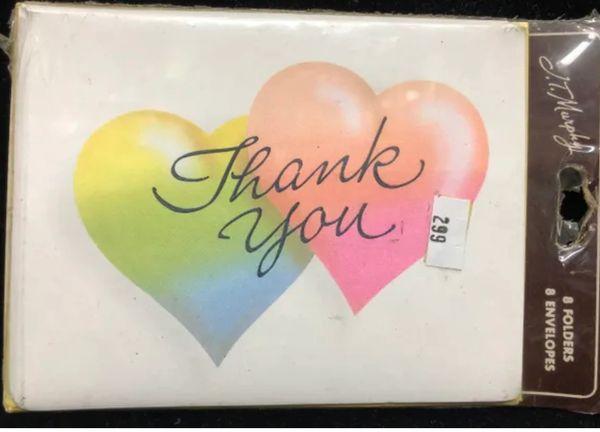 Thank You Note Cards, 8ct - Packaged, Colorful Hearts