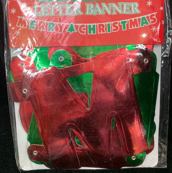 *Merry Christmas Foil Letter Banner Decoration, 5 Feet - Red, Green - Jointed