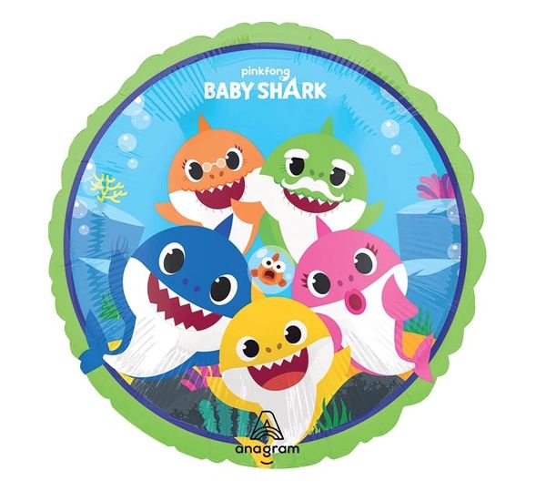Baby Shark Round Foil Balloon, 18in - Under the Sea