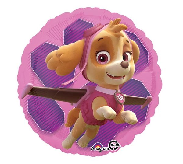 (#49a) Paw Patrol Skye and Everest Pink Round Foil Balloon, 18in - Licensed