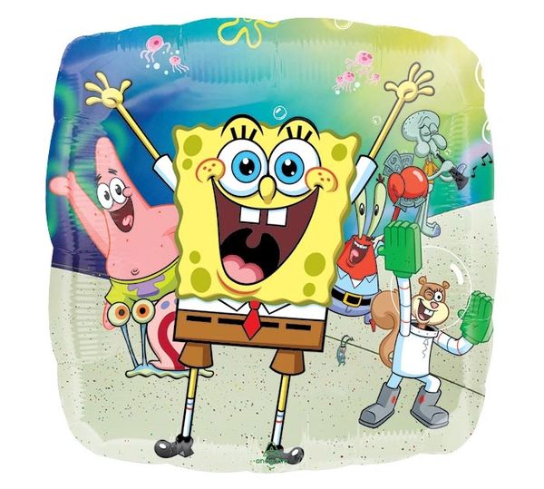 (#C7a) SpongeBob SquarePants, Patrick, Sandy, Mr Crabs Round Foil Balloon, 18in