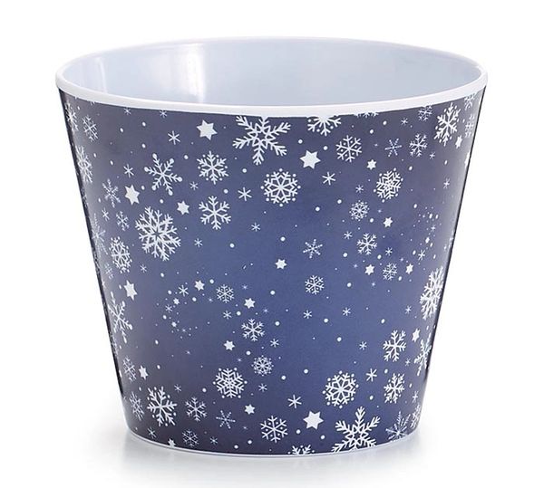 Snowflake Melamine Pot Cover, Pail, 4in - Hanukkah - Chanukah Holiday Sale
