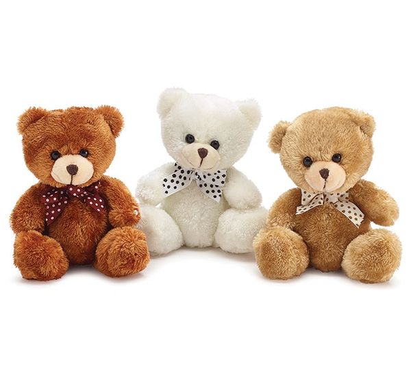 Sitting Teddy Bear Plush with Bow, 5in