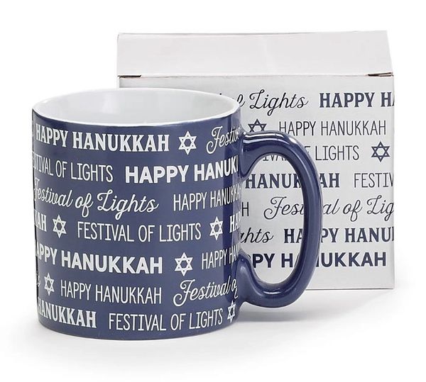 *Happy Hanukkah Blue Coffee Mug - Festival of Lights, 13oz