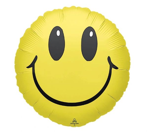 Smiley Face Stick Balloon, Air Filled, 9in