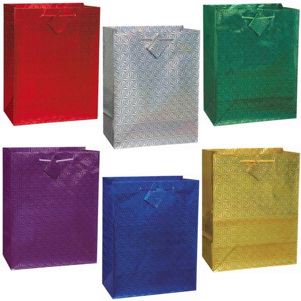 Solid Color Medium Hologram Gift Bag, 9in