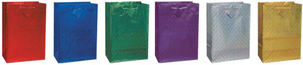 Solid Color Large Hologram Gift Bag, 12in