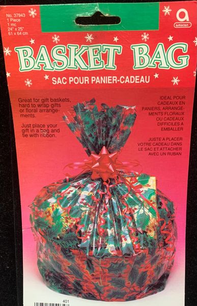 Christmas Gift Basket Bag - Cello - 24 x 25in - Holiday Sale