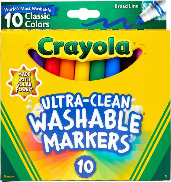 Crayola Ultra Clean Washable Markers, Broad Line, Classic Colors, 10ct