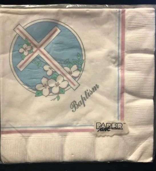 Baptism Luncheon Napkins with Cross, 16ct