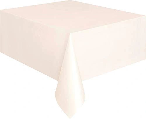 Ivory Solid Rectangle Plastic Table Cover - 54x108in