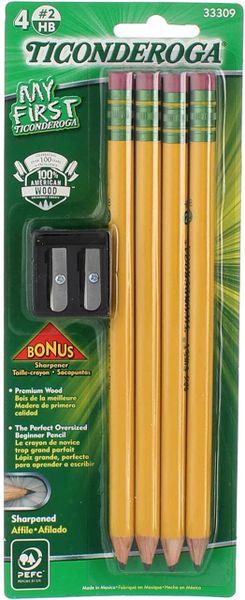 My First Ticonderoga - Large Size Pencil Kit with Sharpener, 6 Pack #2 Pencils
