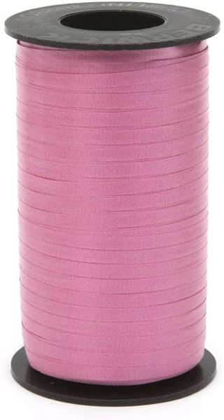 Pink Crimped Curling Ribbon, 3/16 Inch by 500 Yards - Dub Rose Pink Ribbon