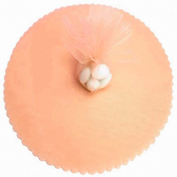Peach / Coral Edge Tulle Circles, 9in, 30pcs - Crafts - Favors