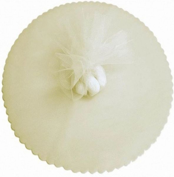 Ivory Scalloped Two Toned Tulle Circles, Pink, Yellow - 9in, 50pcs - Crafts - Favors
