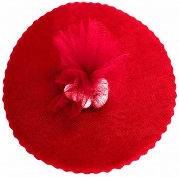 Red Scalloped Two Toned Tulle Circles, Pink, Yellow - 9in, 50pcs - Crafts - Favors