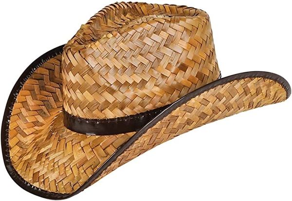 *Straw Cowboy Hat Costume Accessory, Unisex - Rolled Up - Halloween