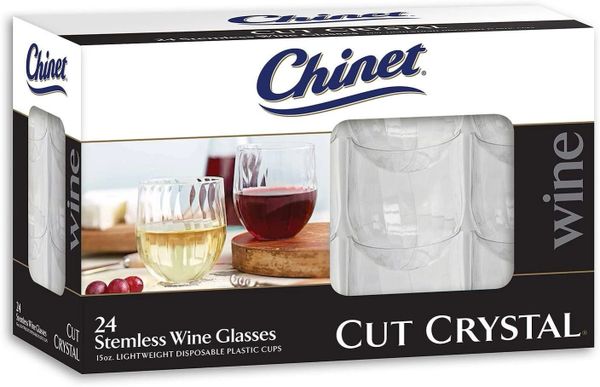 Chinet Stemless Plastic Wine Glasses, 24ct - Plastic Party Glasses