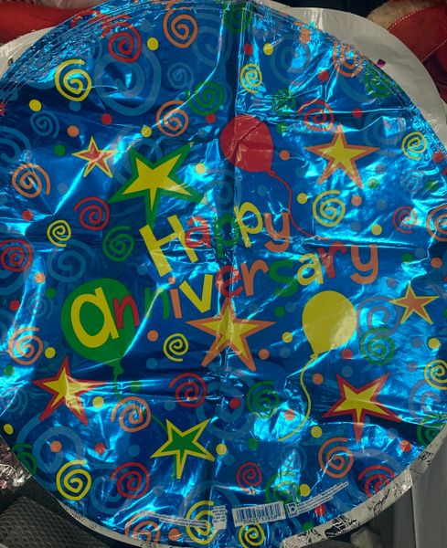 Happy Anniversary Foil Balloon, Blue - Confetti, White, Blue - 18in