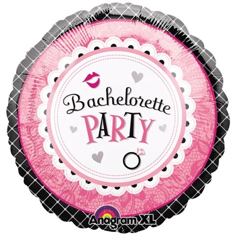 Bachelorette Party Round Bridal Foil Balloon, Pink, Black - 18n - Bridal Shower Balloons