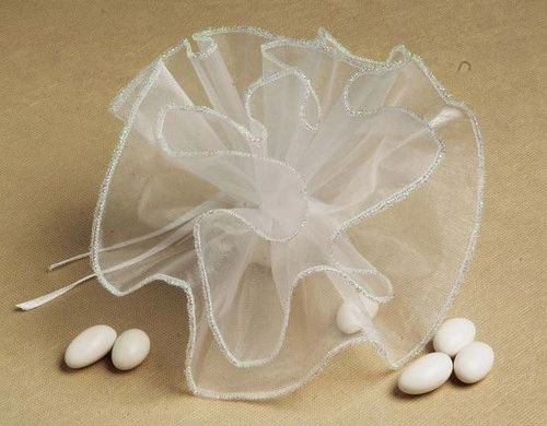 White Tulle Iridescent Edge - 5 Tulle Circles, 9in - Crafts - Favors