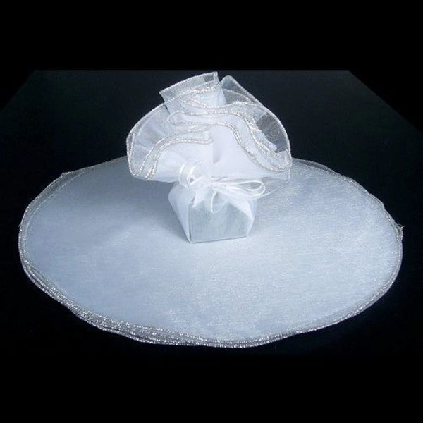 *White Round Tulle with Iridescent Edge - 45pcs, 9in Circles - Crafts - Wedding Favors