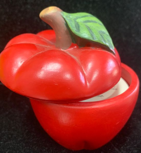 Teacher Gift & Gift Bag: Red Apple Ceramic Candle, 4in