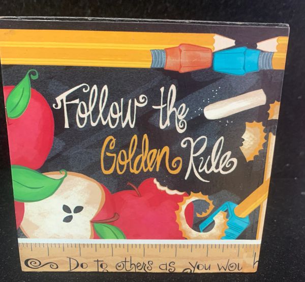 Teacher Gift & Gift Bag: Follow the Golden Rule Planter/Pencil Holder, 5x5x5in