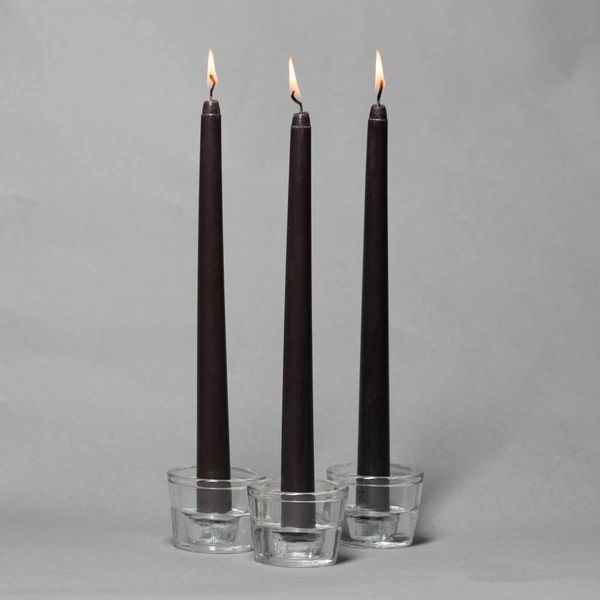 Ebony Black Taper Candles, 10in - 5ct - Halloween Decorations