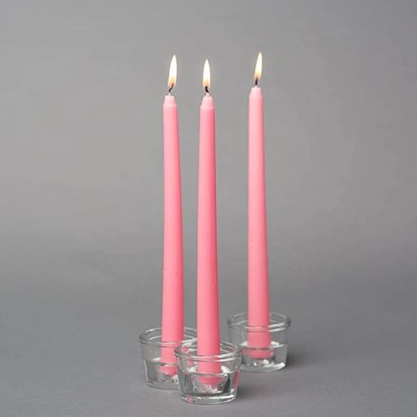 Whisper Pink Taper Candles, 10in - 6ct