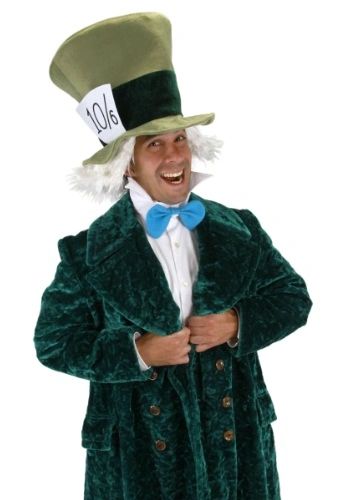 Alice in Wonderland Mad Hatter Top Hat Accessory - Green Velvet, Adjustable Size - Halloween Spirit - under $20