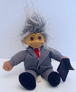 *Rare Boss Troll Doll Plush, Business Man in Gray Suit, 7in - by Russ Berrie - Dad Gifts - Father's Day