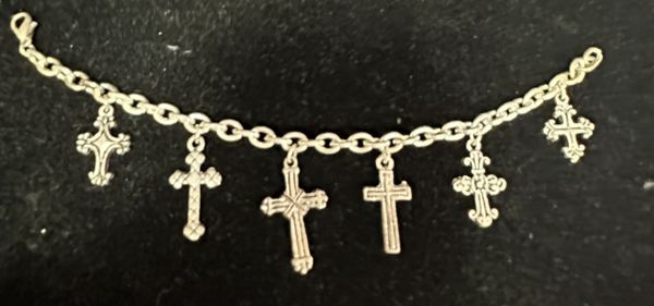 Silver Cross Charm Bracelet Costume Jewelry - Gifts