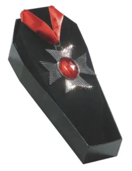 Vampire Medallion Pendant - Dracula Accessory, Red Ribbon, Jewel - Halloween Spirit - under $20
