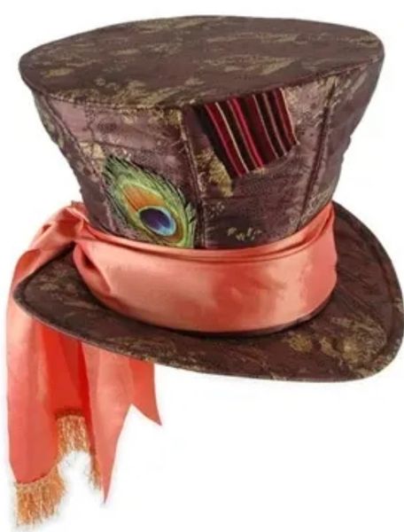 Adult Alice in Wonderland Mad Hatter Top Hat - Adjustable Size - Halloween Spirit