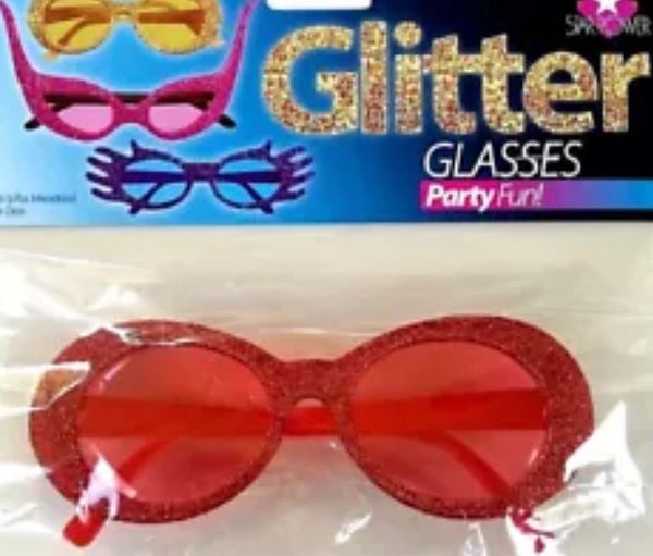 *Red Glitter Glasses Costume Accessory - Halloween