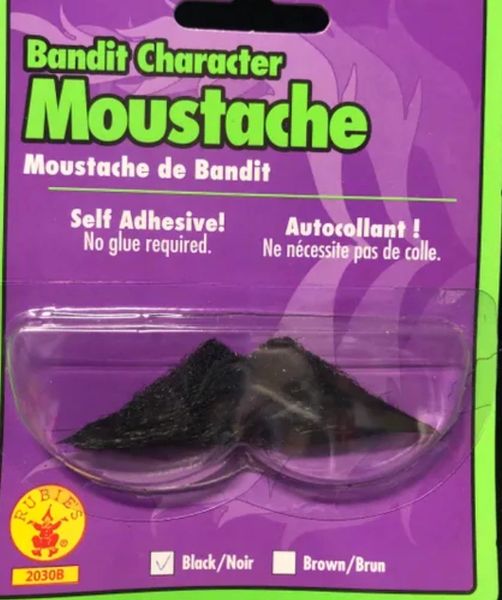 *Kids Bandit Character Black Moustache (Mustache) - Halloween Costume Accessory